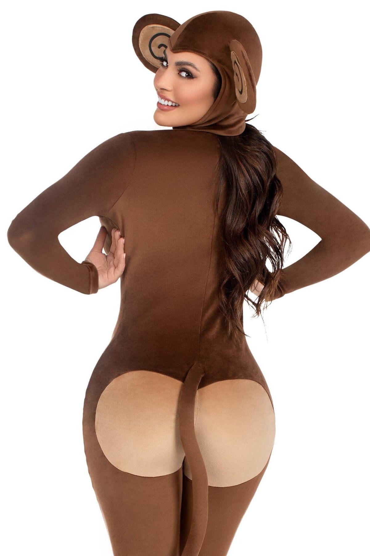 LEG AVENUE 2 Piece Cheeky Monkey Velvet Plush Catsuit Costume Set