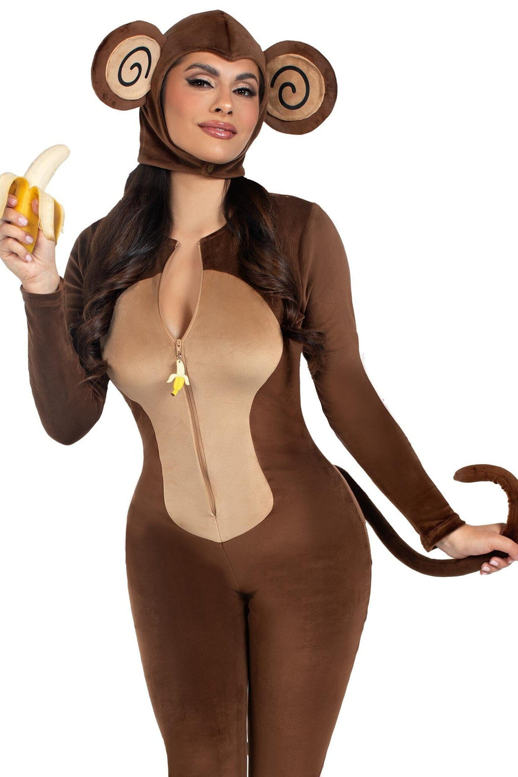 LEG AVENUE 2 Piece Cheeky Monkey Velvet Plush Catsuit Costume Set