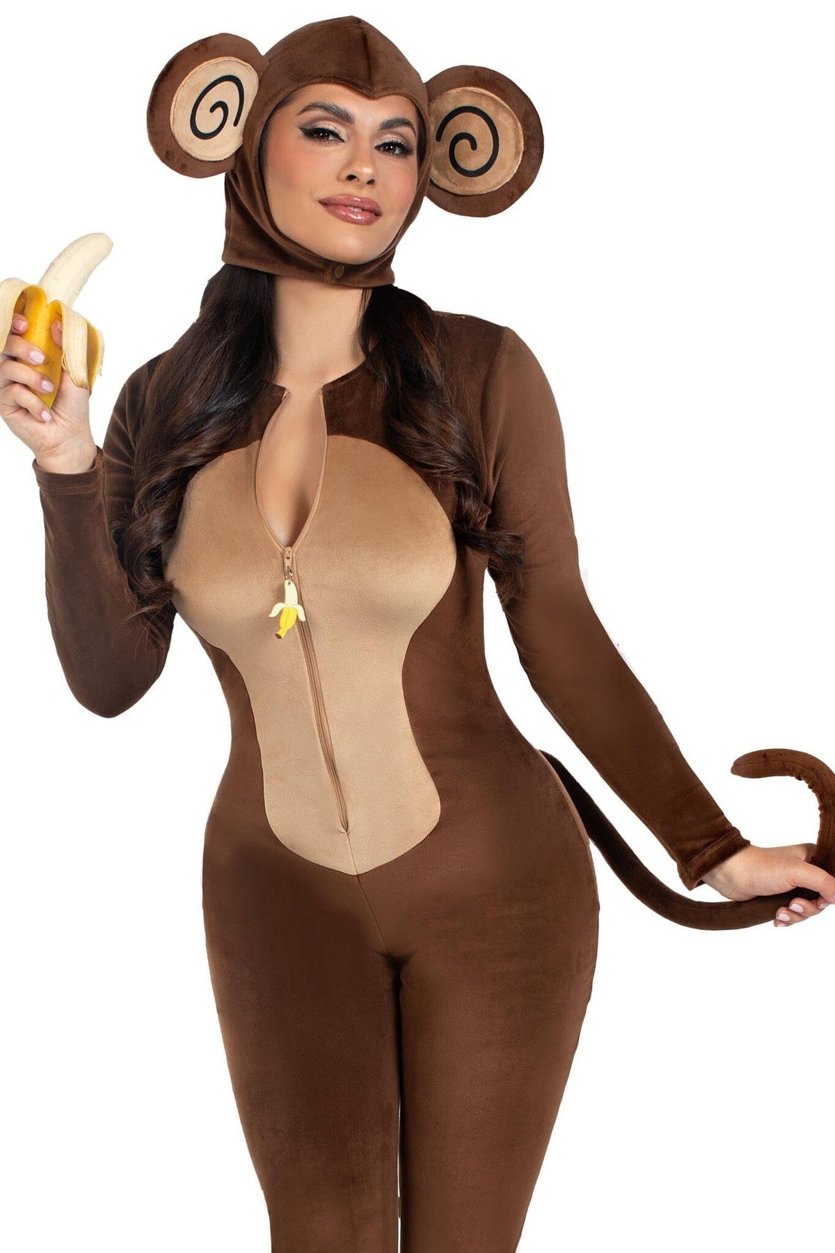 LEG AVENUE 2 Piece Cheeky Monkey Velvet Plush Catsuit Costume Set