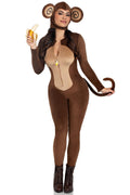 LEG AVENUE 2 Piece Cheeky Monkey Velvet Plush Catsuit Costume Set
