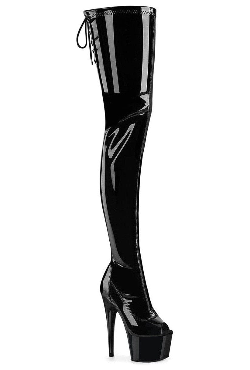 PLEASER ADORE-4011 Black Patent Thigh Boot