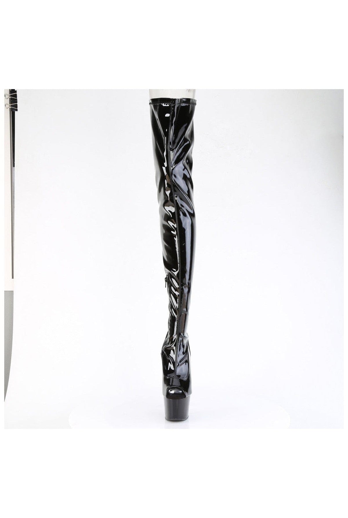 PLEASER ADORE-4011 Black Patent Thigh Boot