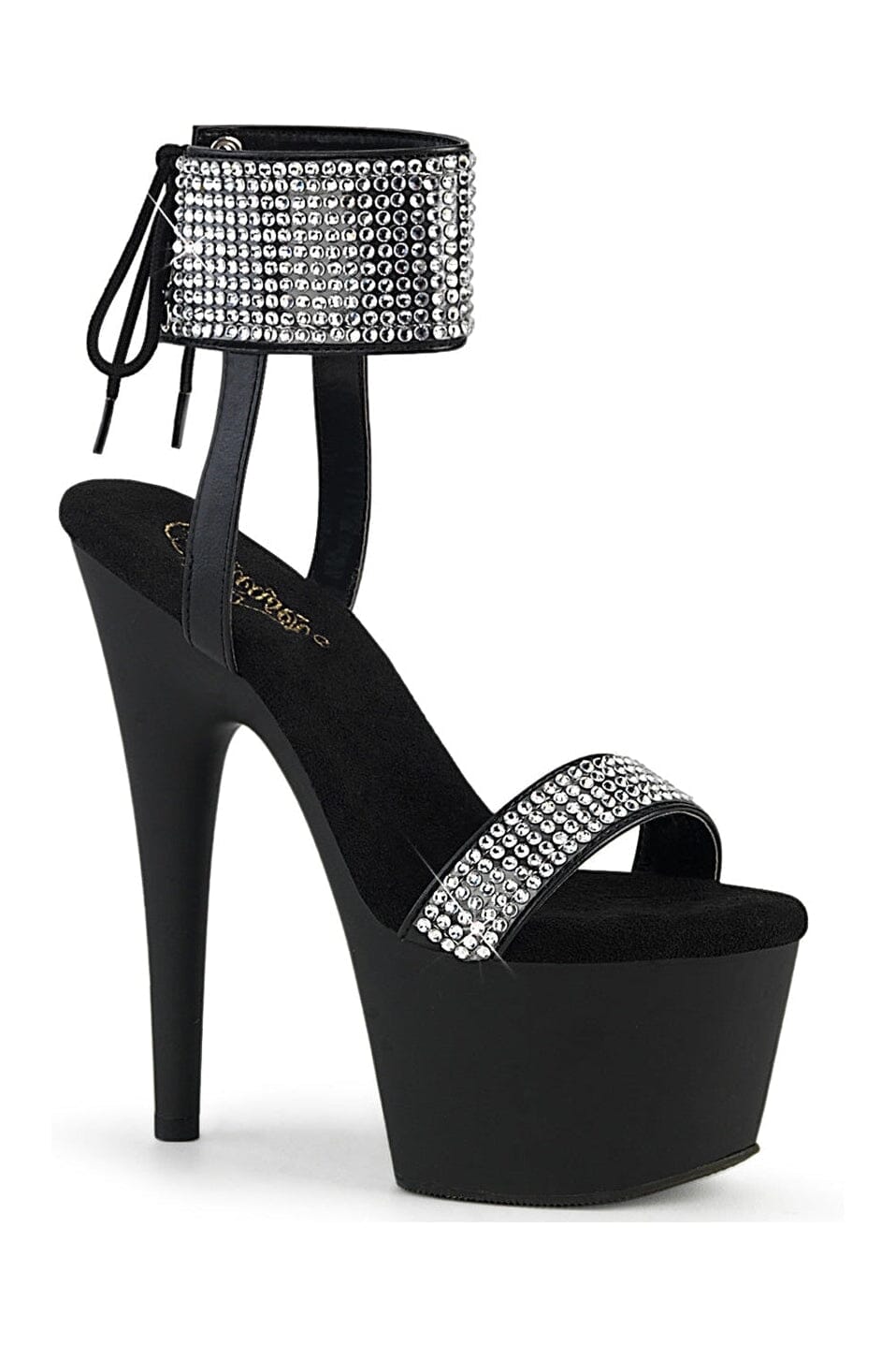 PLEASER ADORE-770 Black Faux Leather Sandal
