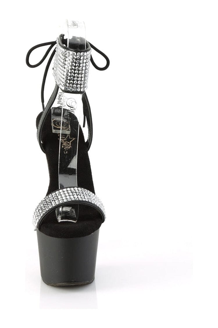 PLEASER ADORE-770 Black Faux Leather Sandal