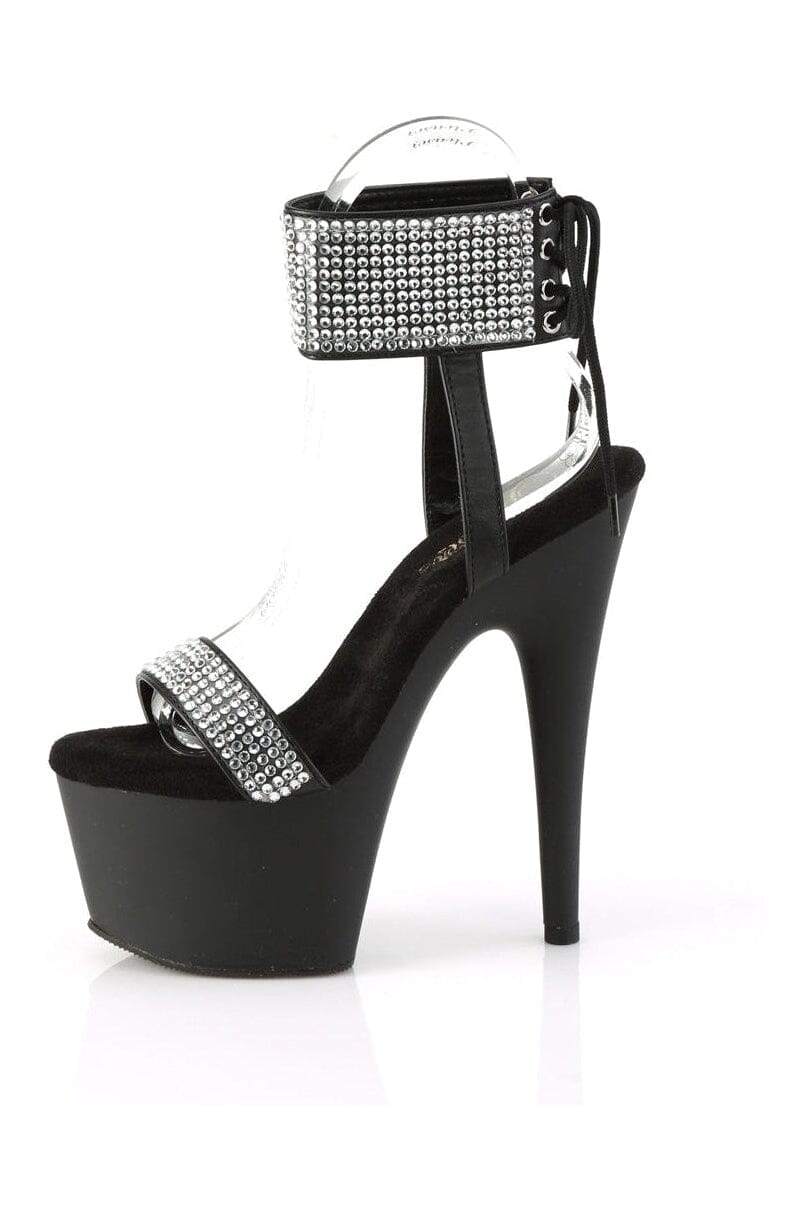 PLEASER ADORE-770 Black Faux Leather Sandal
