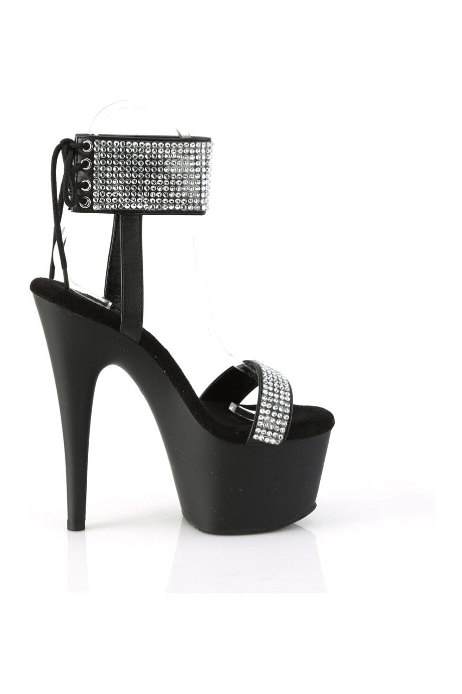 PLEASER ADORE-770 Black Faux Leather Sandal