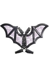  Black/Purple Faux Leather & Lace Wing Harness