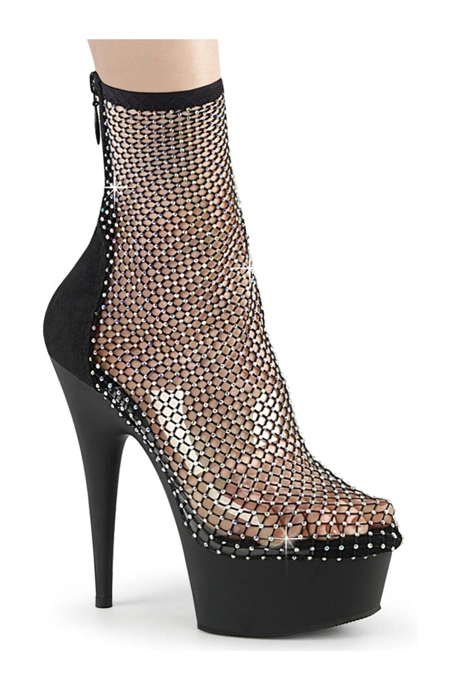 PLEASER DELIGHT-1009 Black Faux Suede Ankle Boot