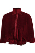  Dark Red Velvet Ruffle Cape