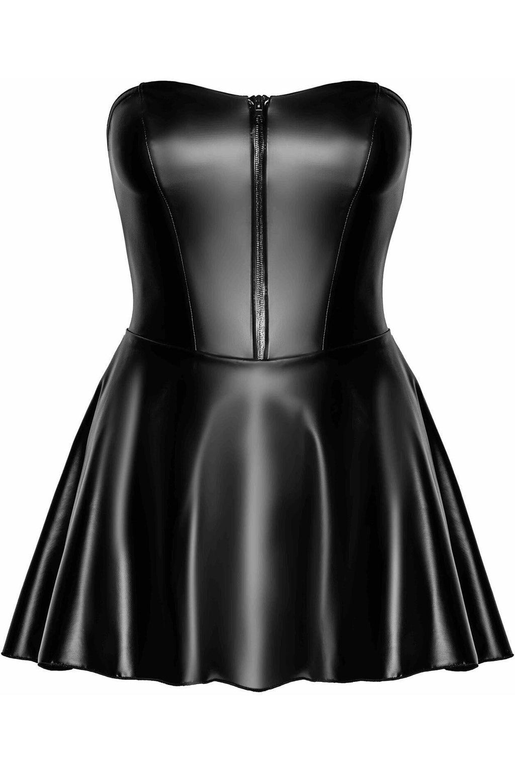 Noir Handmade Dreamer Wetlook Corset Mini Dress With Front Zipper