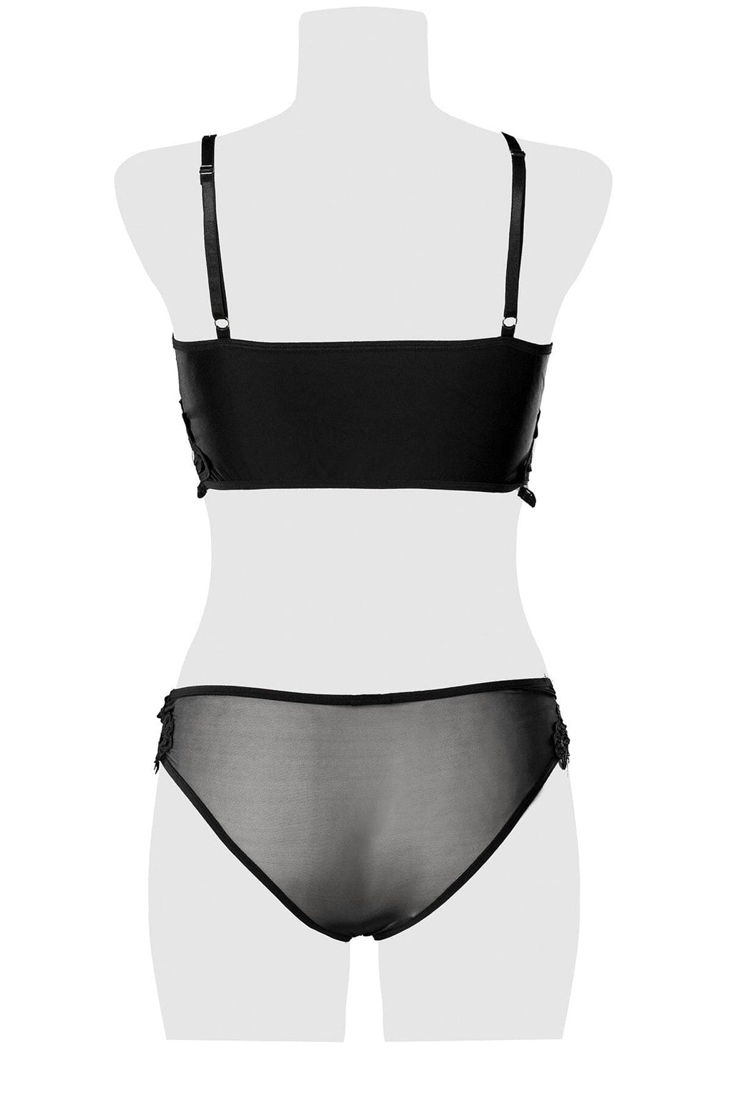  Embroidered Mesh Lingerie Set