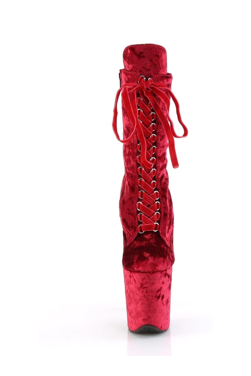 PLEASER FLAMINGO-1045VEL Red Velvet Ankle Boot