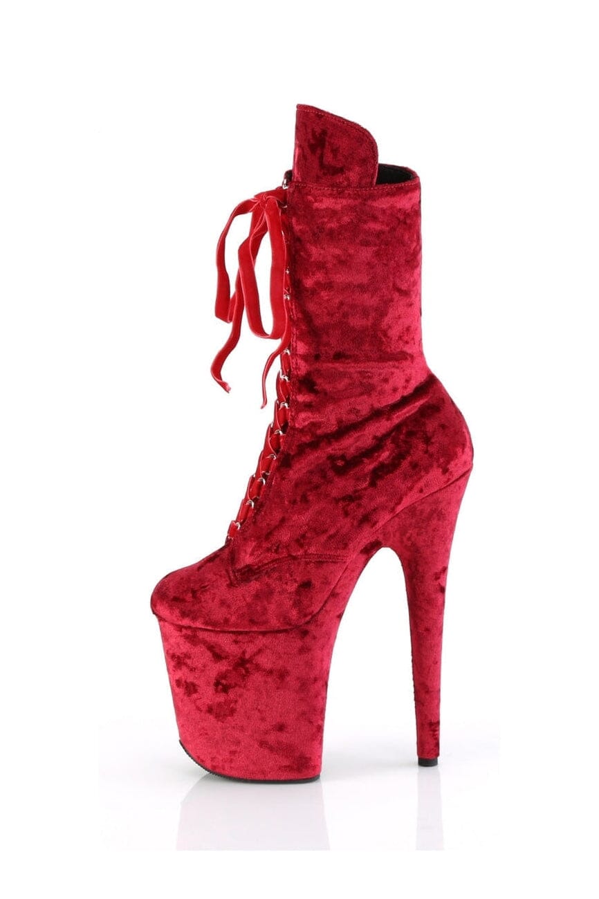PLEASER FLAMINGO-1045VEL Red Velvet Ankle Boot