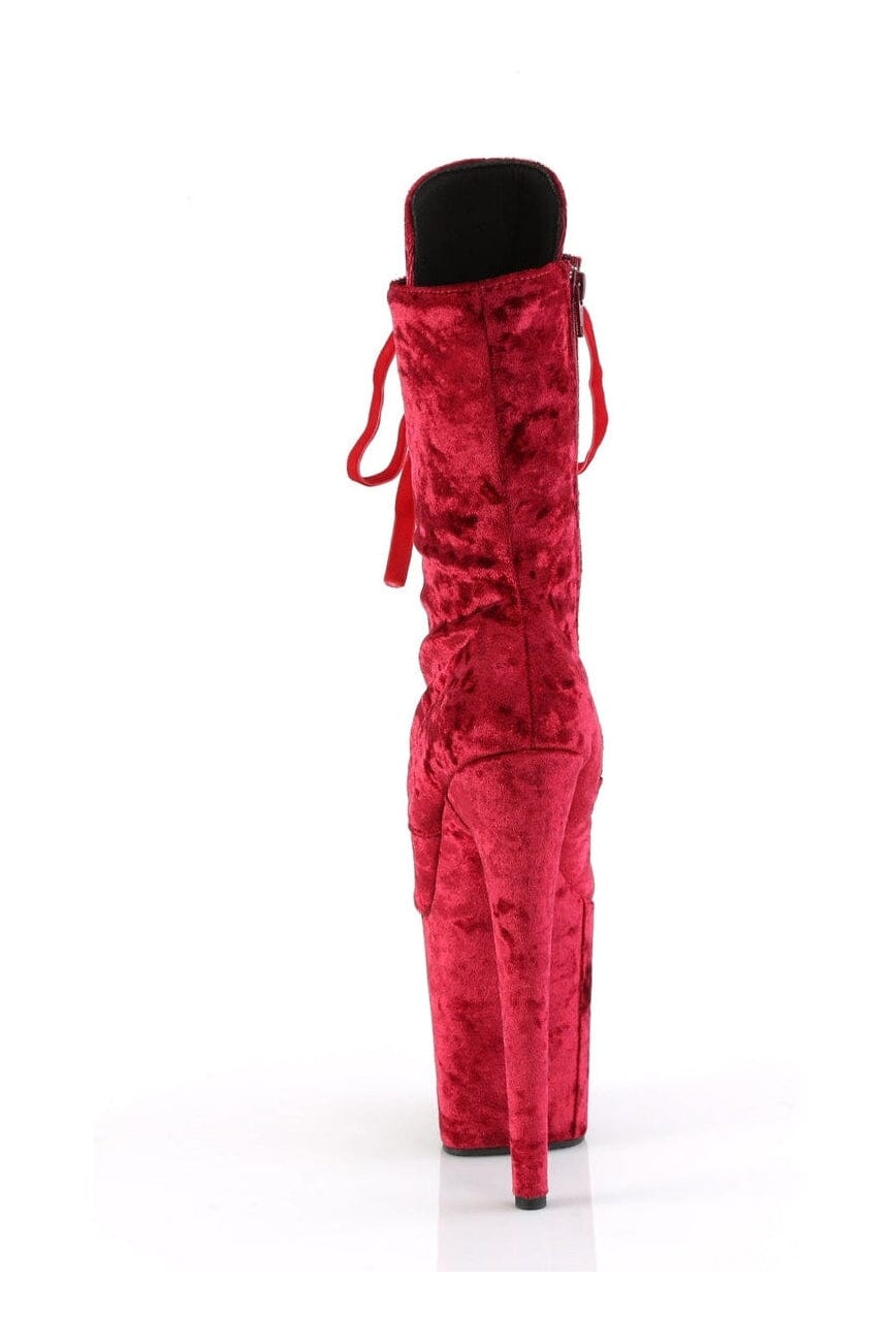 PLEASER FLAMINGO-1045VEL Red Velvet Ankle Boot