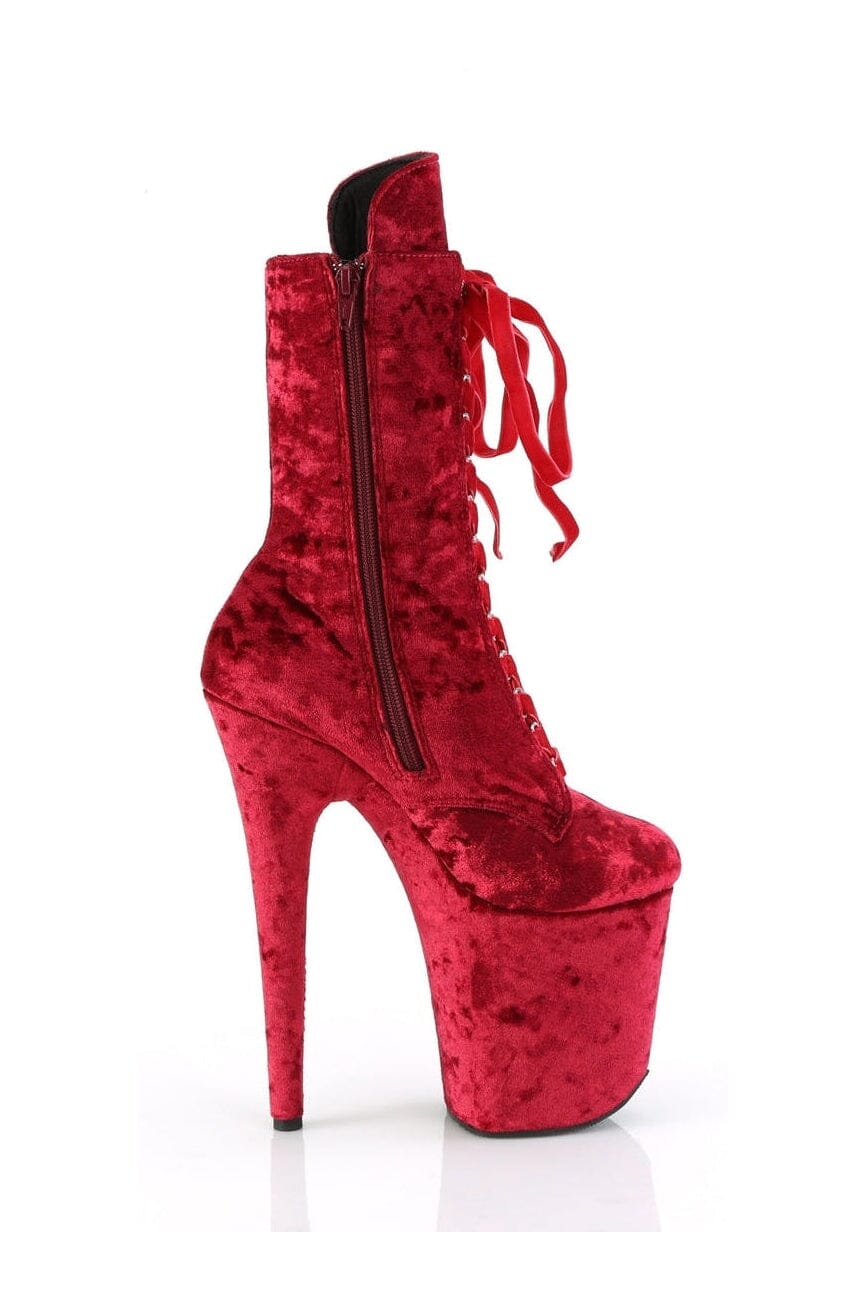 PLEASER FLAMINGO-1045VEL Red Velvet Ankle Boot