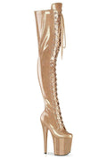 PLEASER FLAMINGO-3020GP Gold Patent Thigh Boot