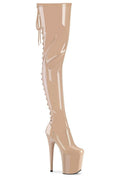 PLEASER FLAMINGO-3850 Nude Patent Thigh Boot