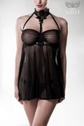 Halter Choker Mesh Babydoll Set