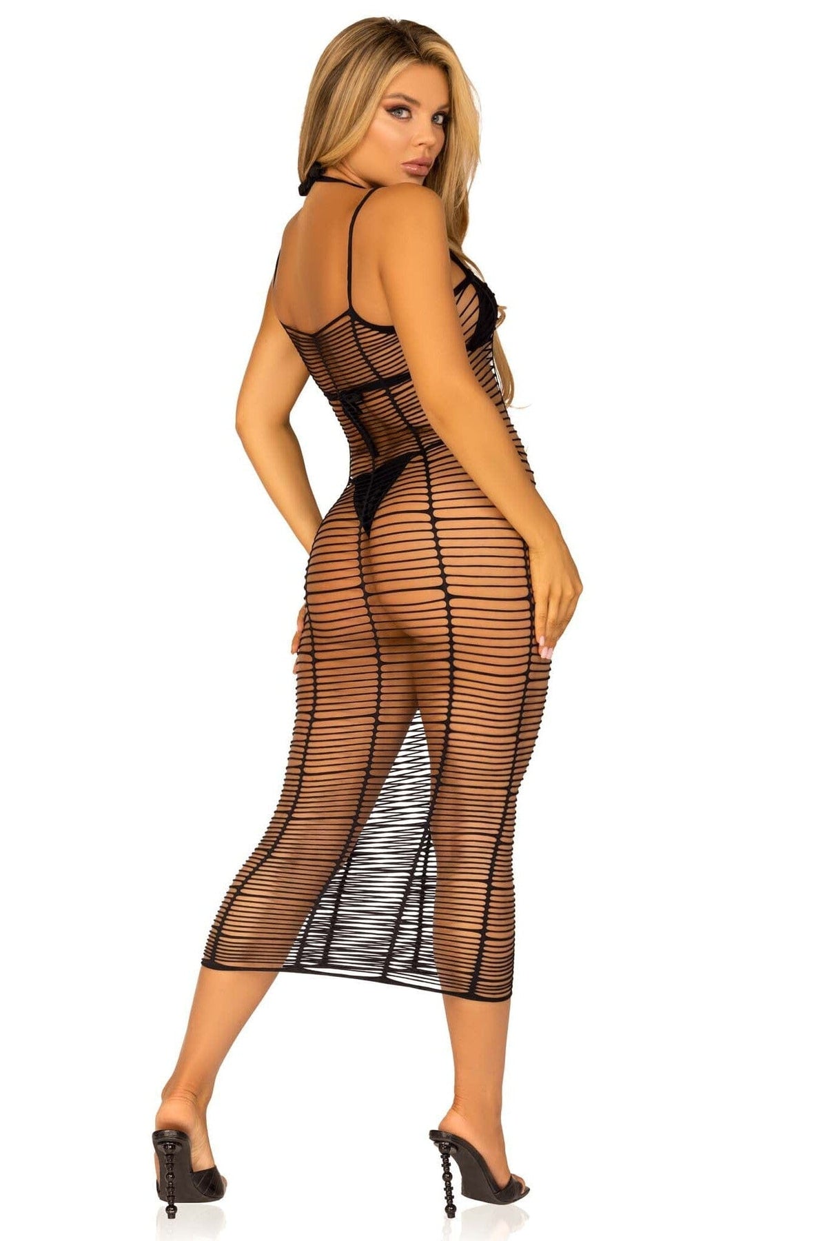 LEG AVENUE Horizontal Net Maxi Dress