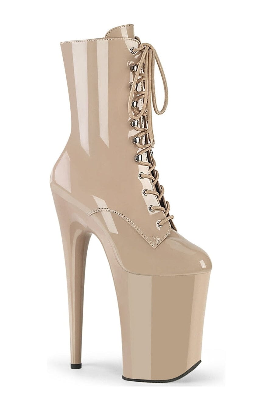 PLEASER INFINITY-1020 Nude Patent Ankle Boot