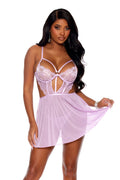  LACE AND MESH BABYDOLL DETAILED SET