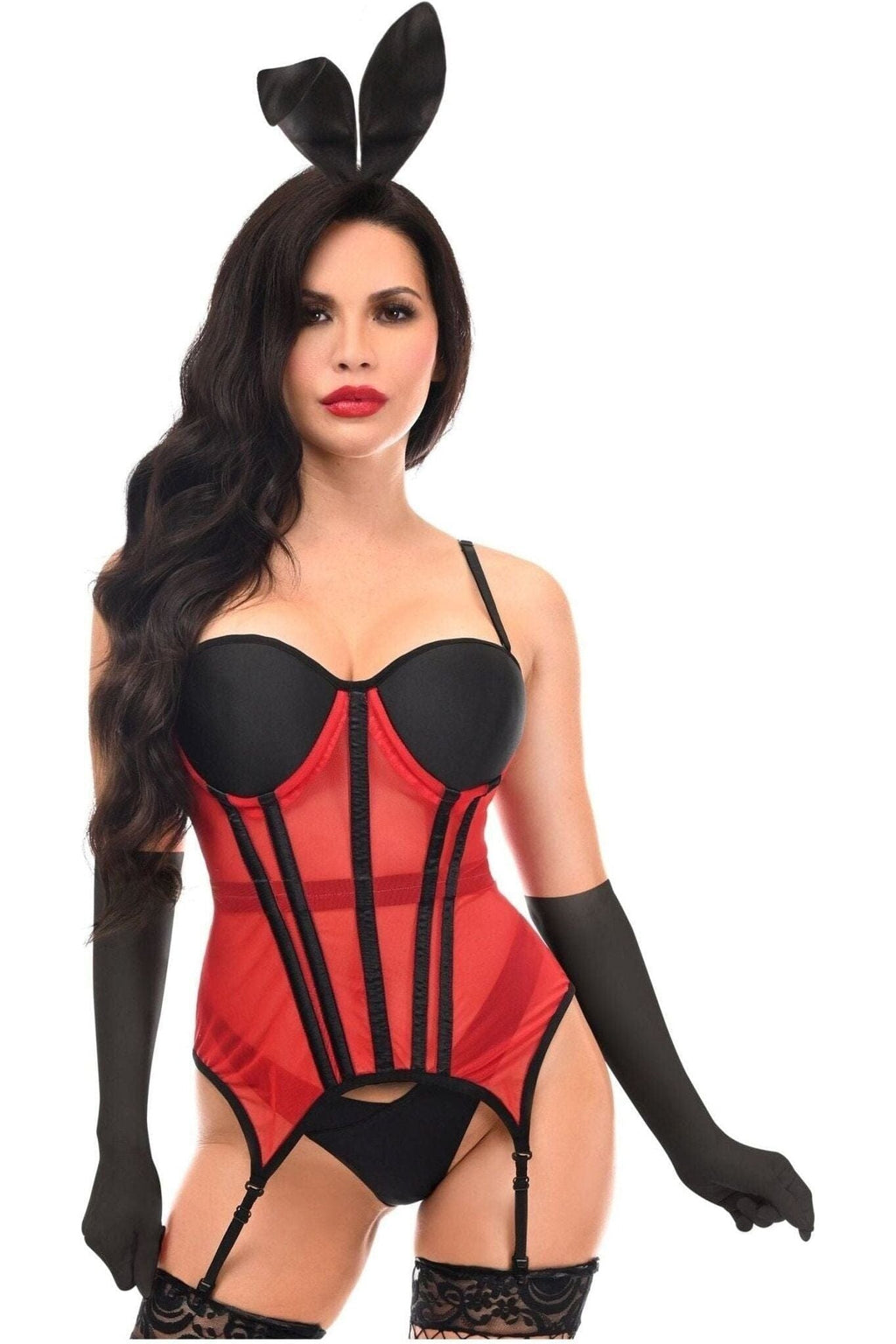  Lavish 4 PC Red/Black Sexy Bunny Lingerie Costume