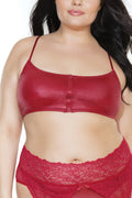 Coquette Matte Wetlook Bralette With Front Zipper Closure & Adjustable Straps | Plus Size