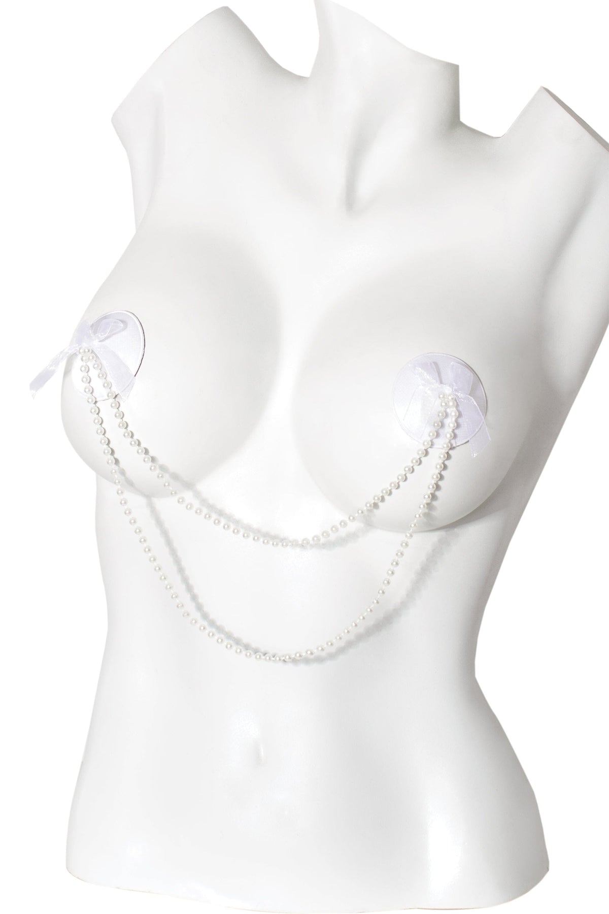 Coquette Pearl Chain Round Satin Pasty & Reusable Self Adhesive Backing