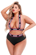  Plus Size Elastic Booty Short And Top Set