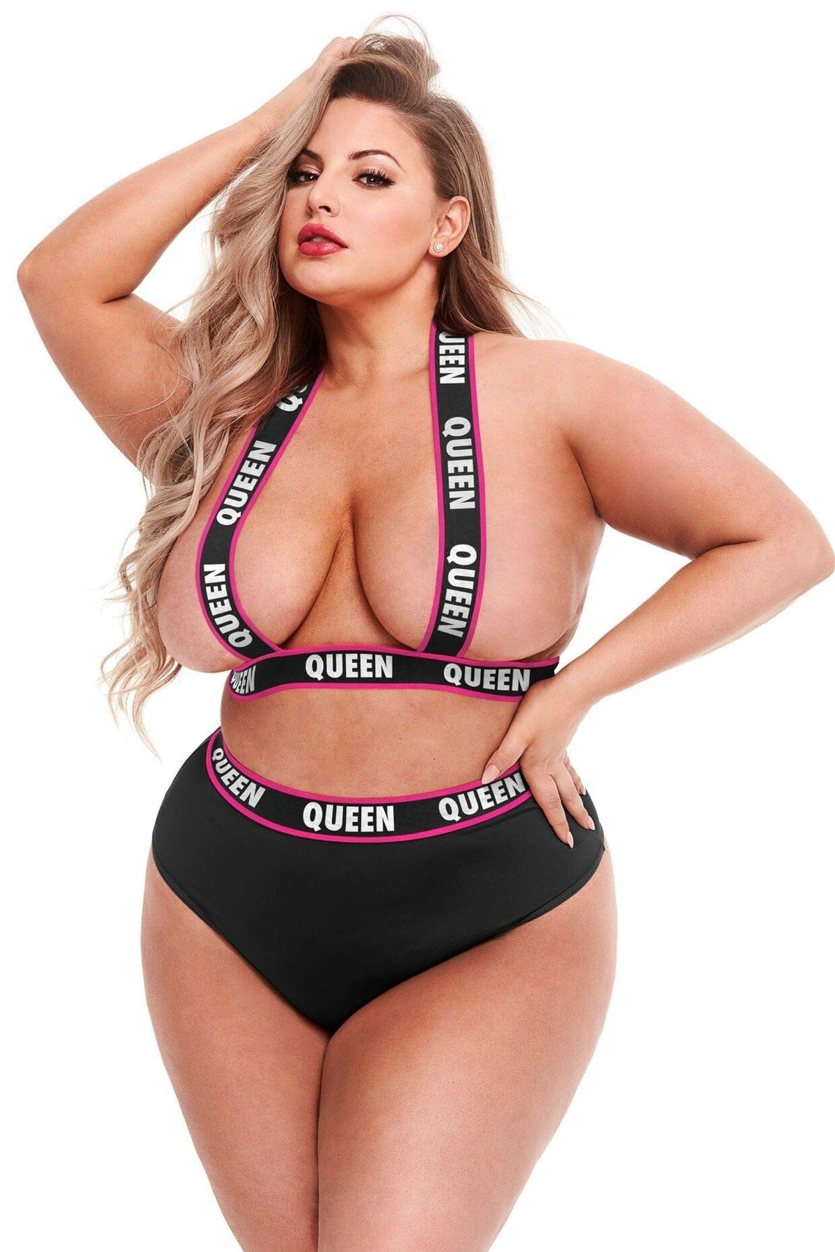  Plus Size Elastic Booty Short And Top Set
