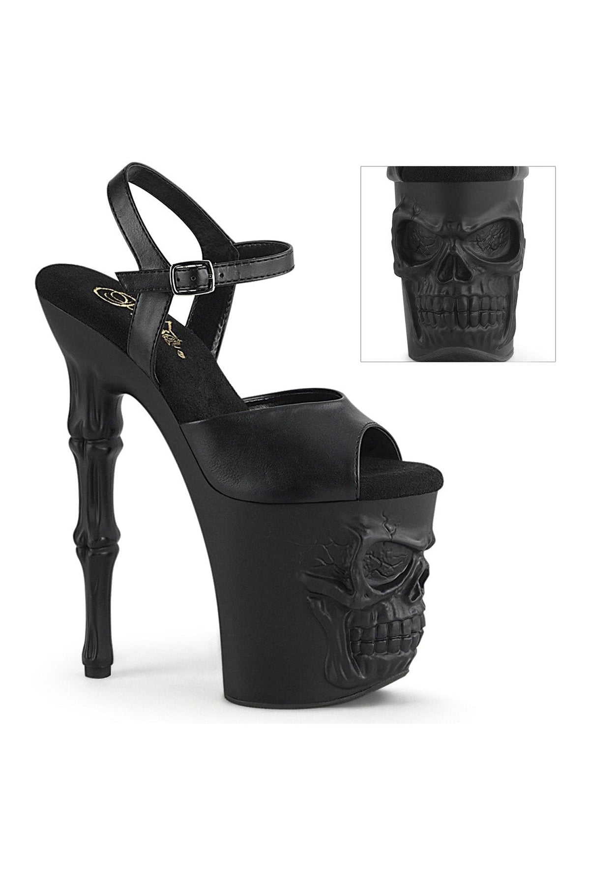 PLEASER RAPTURE-809 Sandal | Black Faux Leather