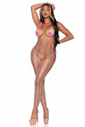 LEG AVENUE Rainbow Net Cut-Out Footless Tank Bodystocking