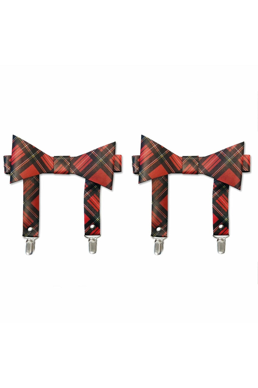  Red Plaid Faux Leather Garters (set Of 2)
