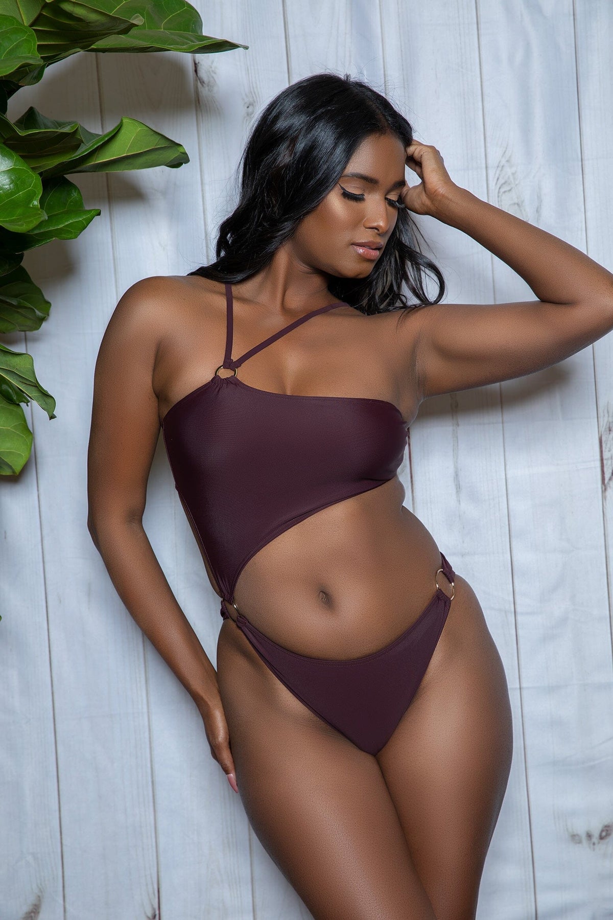  Sofia One-Shoulder Cut-Out 1 Piece Swimsuit