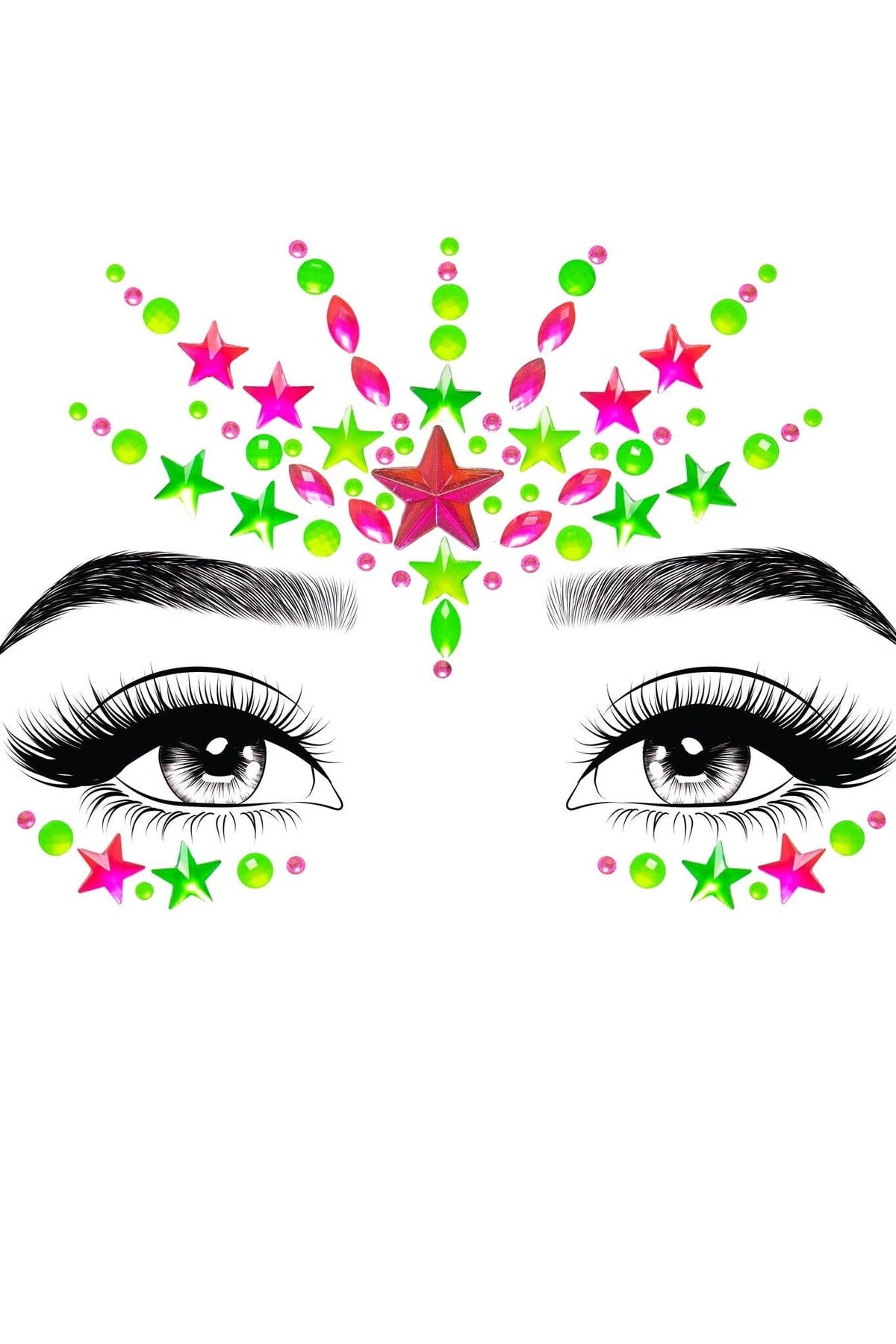 LEG AVENUE Vibe Neon Adhesive Black Light Face Jewel Sticker And 2 Body Glitter Packets