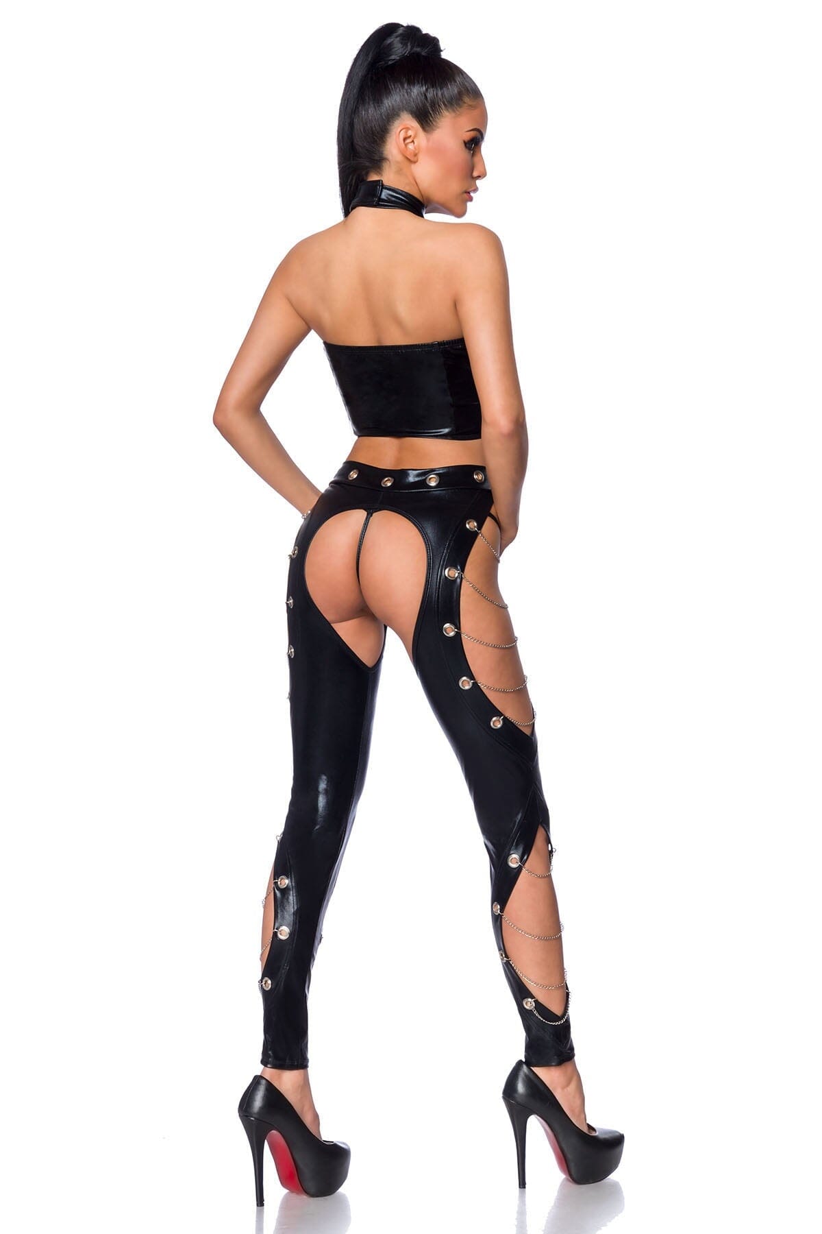  Wetlook Keyhole Top & Chaps Set