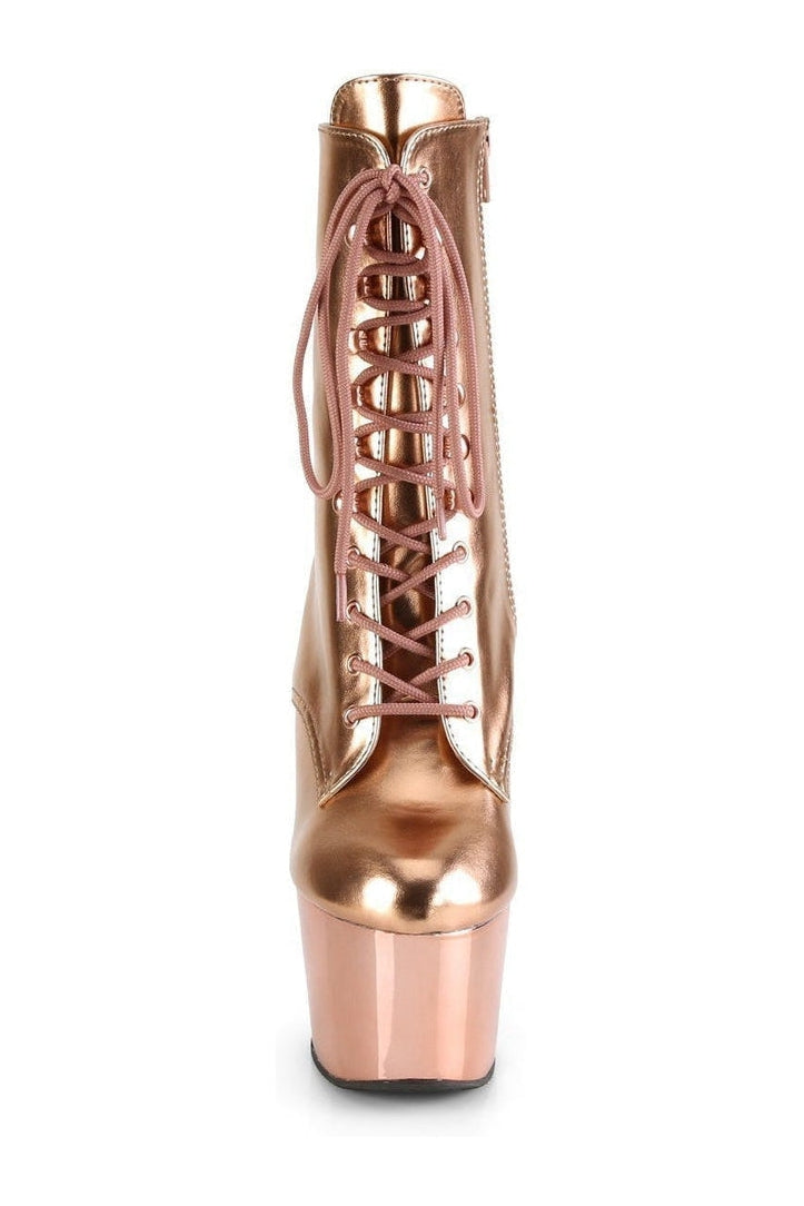 PLEASER ADORE-1020 Exotic Platform Boot | Gold Faux Leather