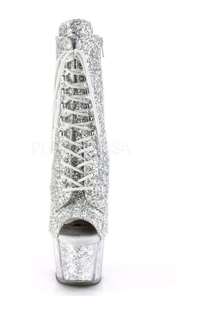 PLEASER ADORE-1021G Platform Ankle Boot | Silver Glitter