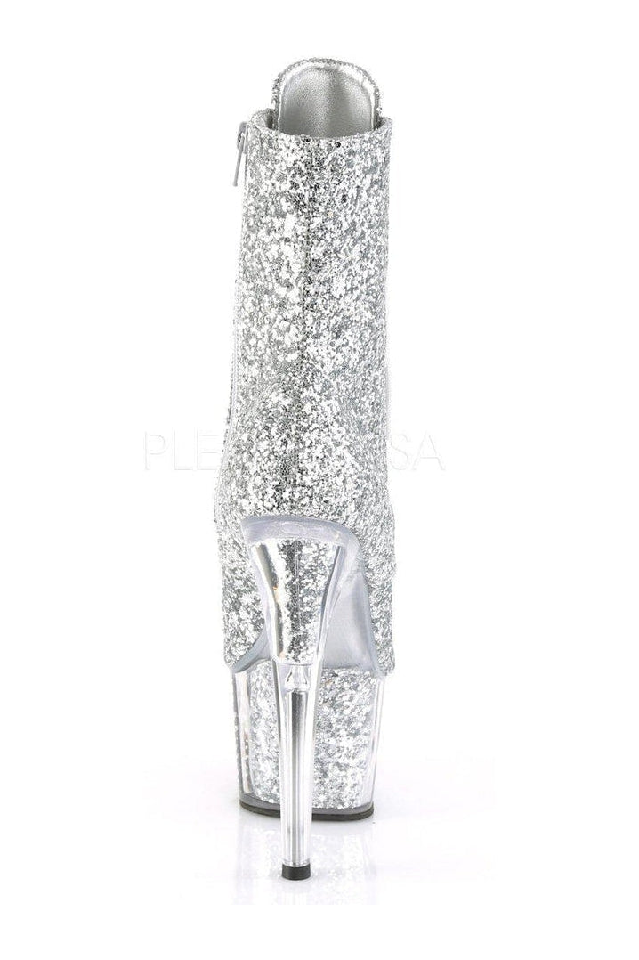 PLEASER ADORE-1021G Platform Ankle Boot | Silver Glitter