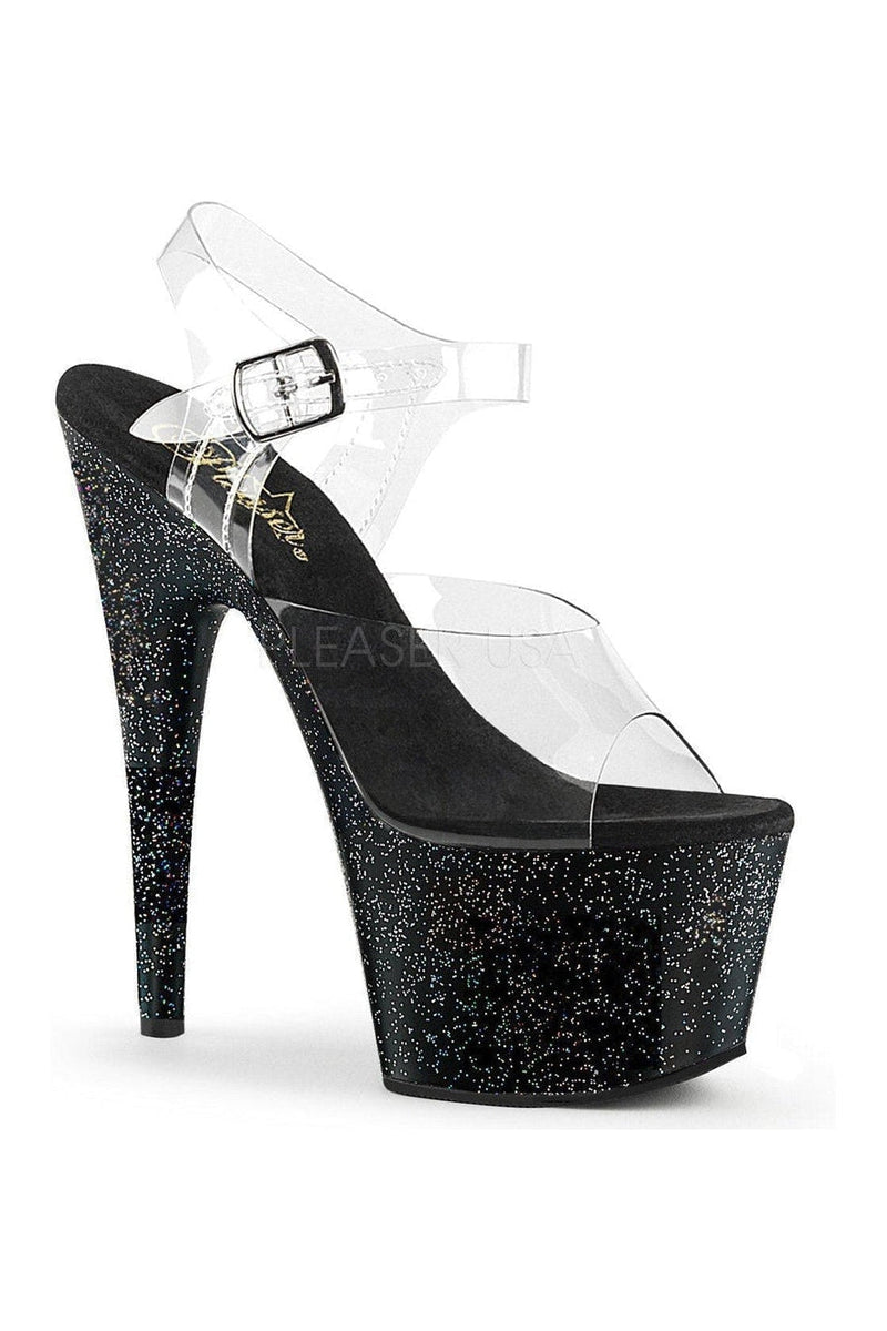 PLEASER ADORE-708MG Platform Sandal | Black Vinyl