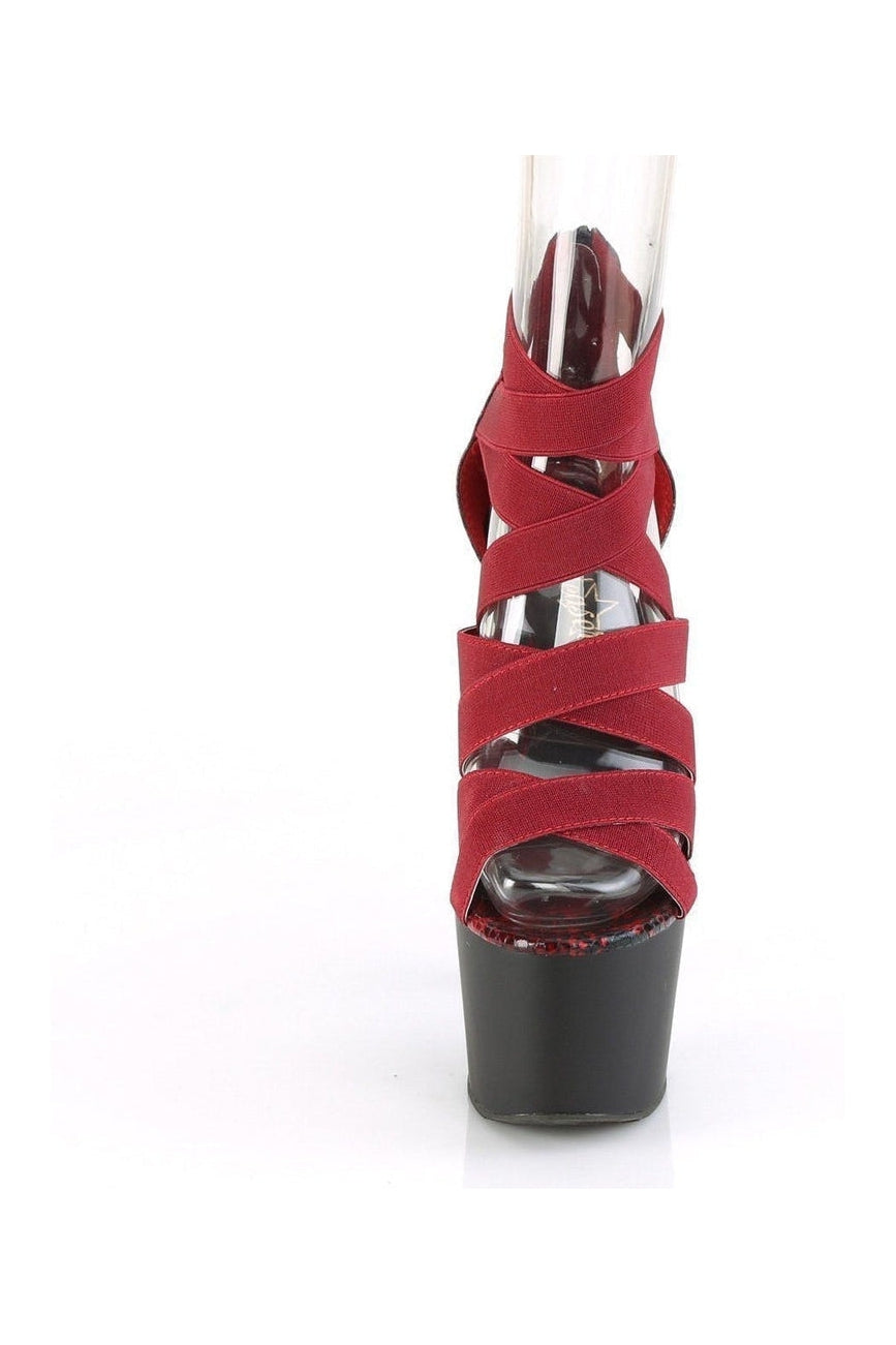 PLEASER ADORE-748SP Exotic Sandal | Burgundy Elastic