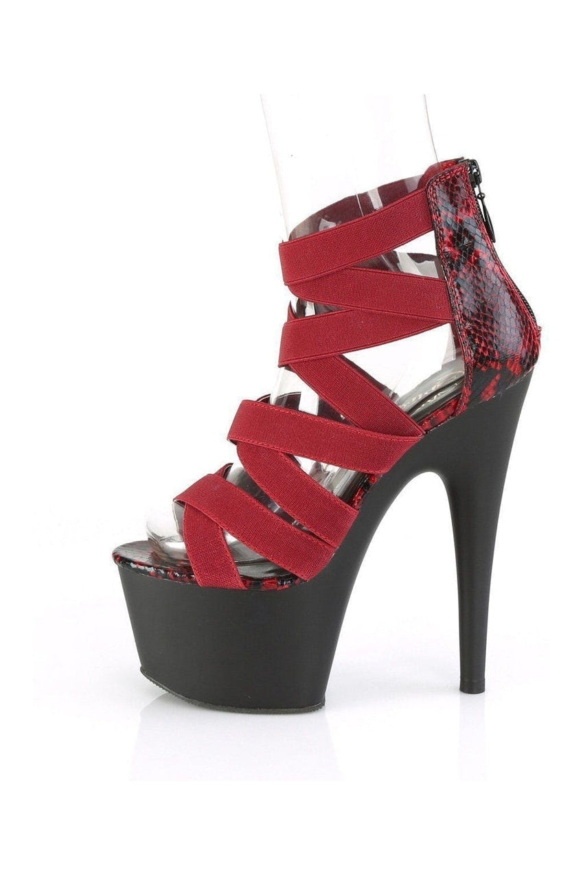 PLEASER ADORE-748SP Exotic Sandal | Burgundy Elastic
