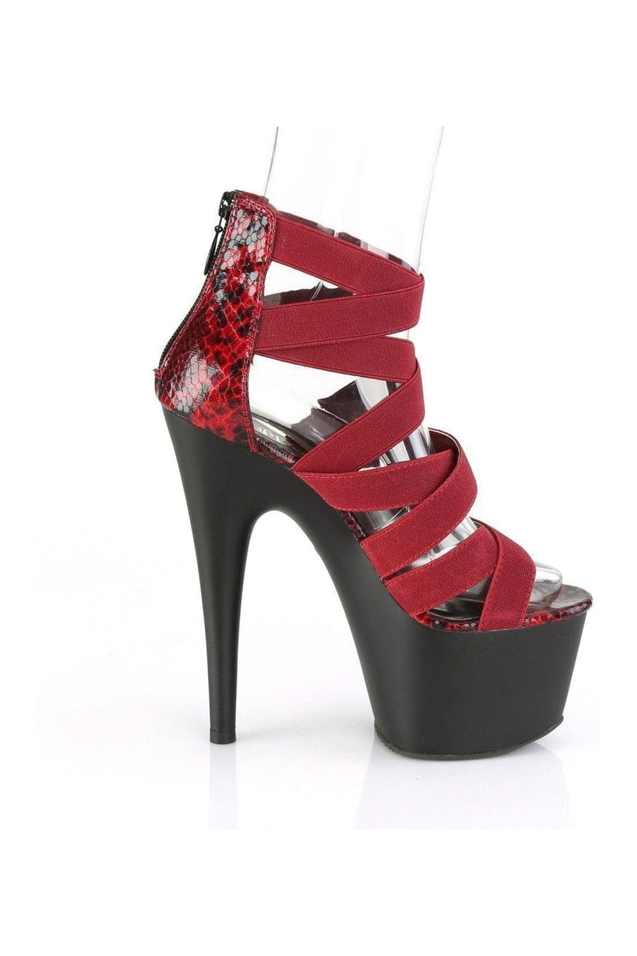PLEASER ADORE-748SP Exotic Sandal | Burgundy Elastic