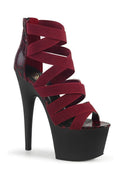 PLEASER ADORE-748SP Exotic Sandal | Burgundy Elastic
