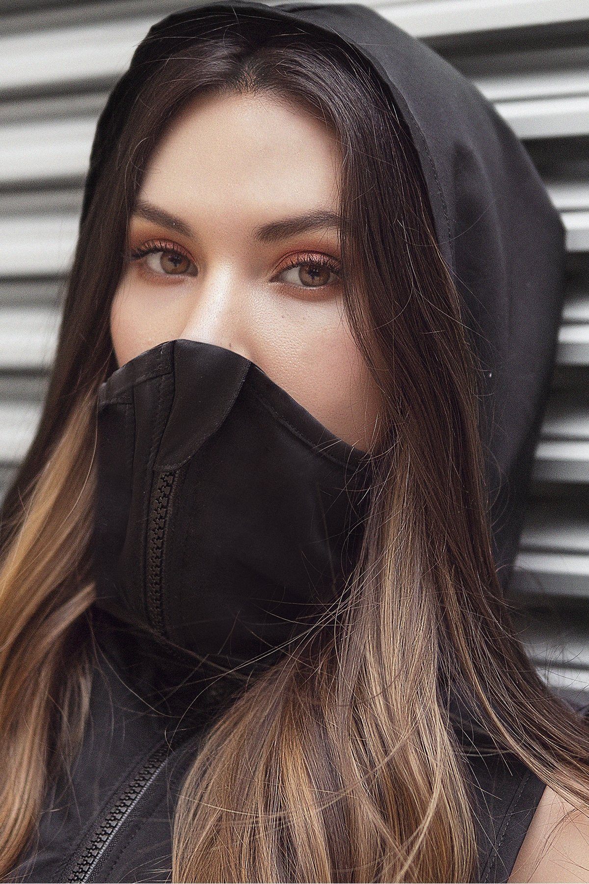  Black Hooded Vest With Built In Mask