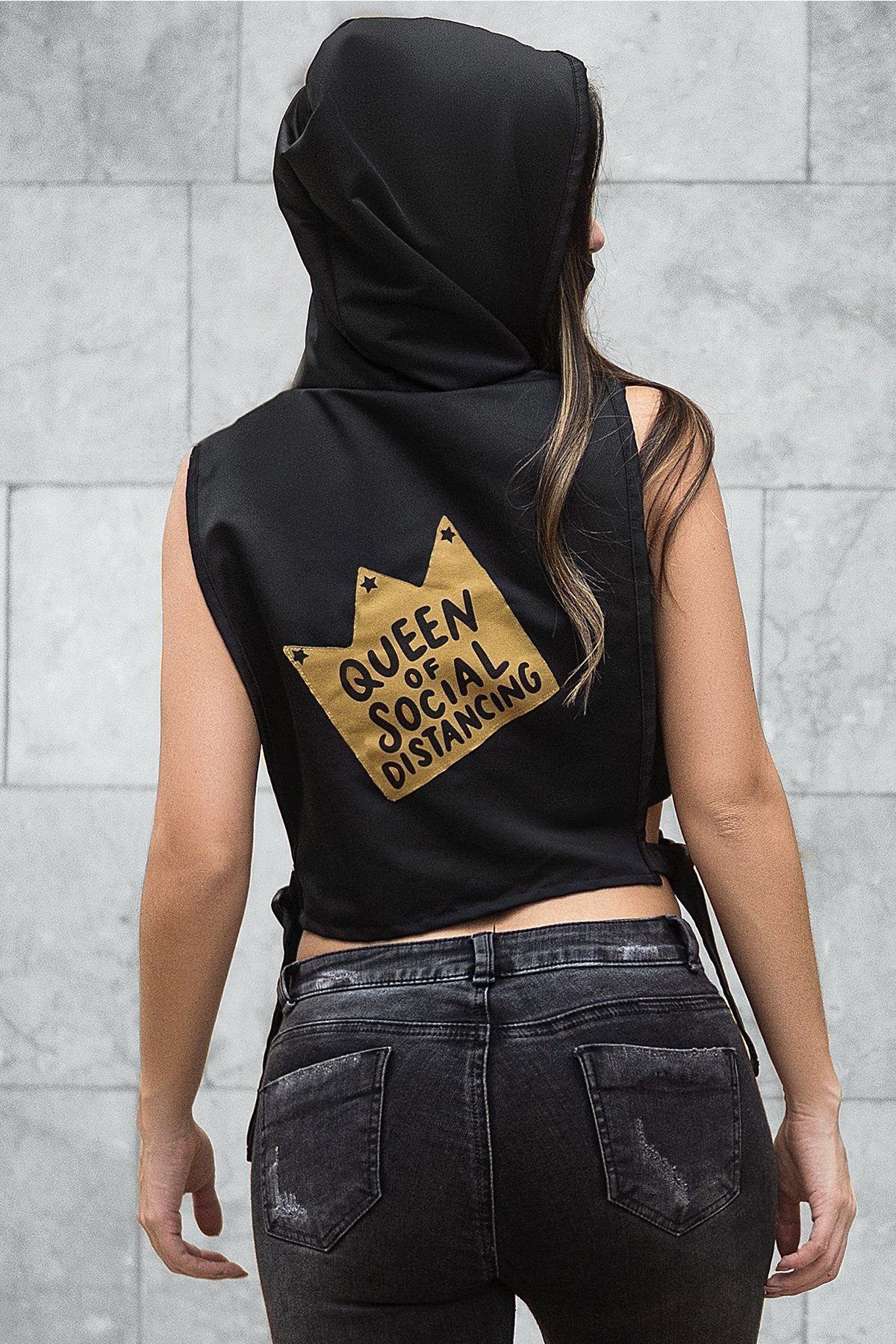  Black Hooded Vest With Built In Mask