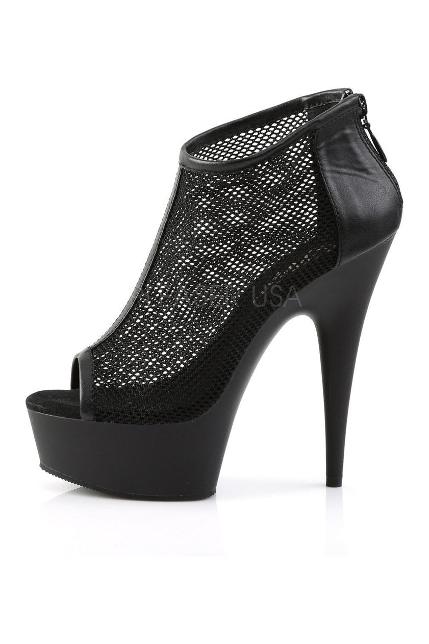 PLEASER DELIGHT-600-12 Ankle Boot | Black Faux Leather
