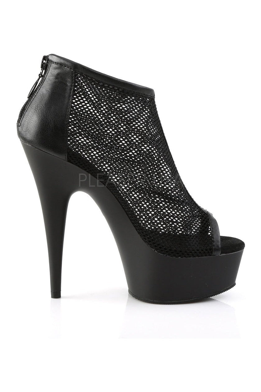 PLEASER DELIGHT-600-12 Ankle Boot | Black Faux Leather