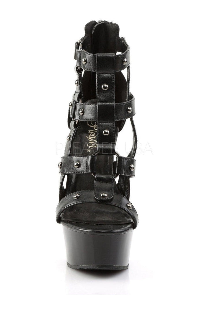 PLEASER DELIGHT-682 Platform Sandal | Black Faux Leather