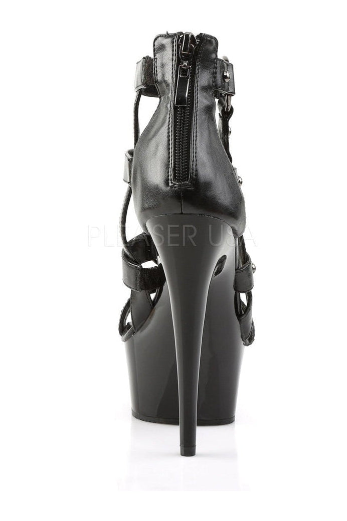 PLEASER DELIGHT-682 Platform Sandal | Black Faux Leather